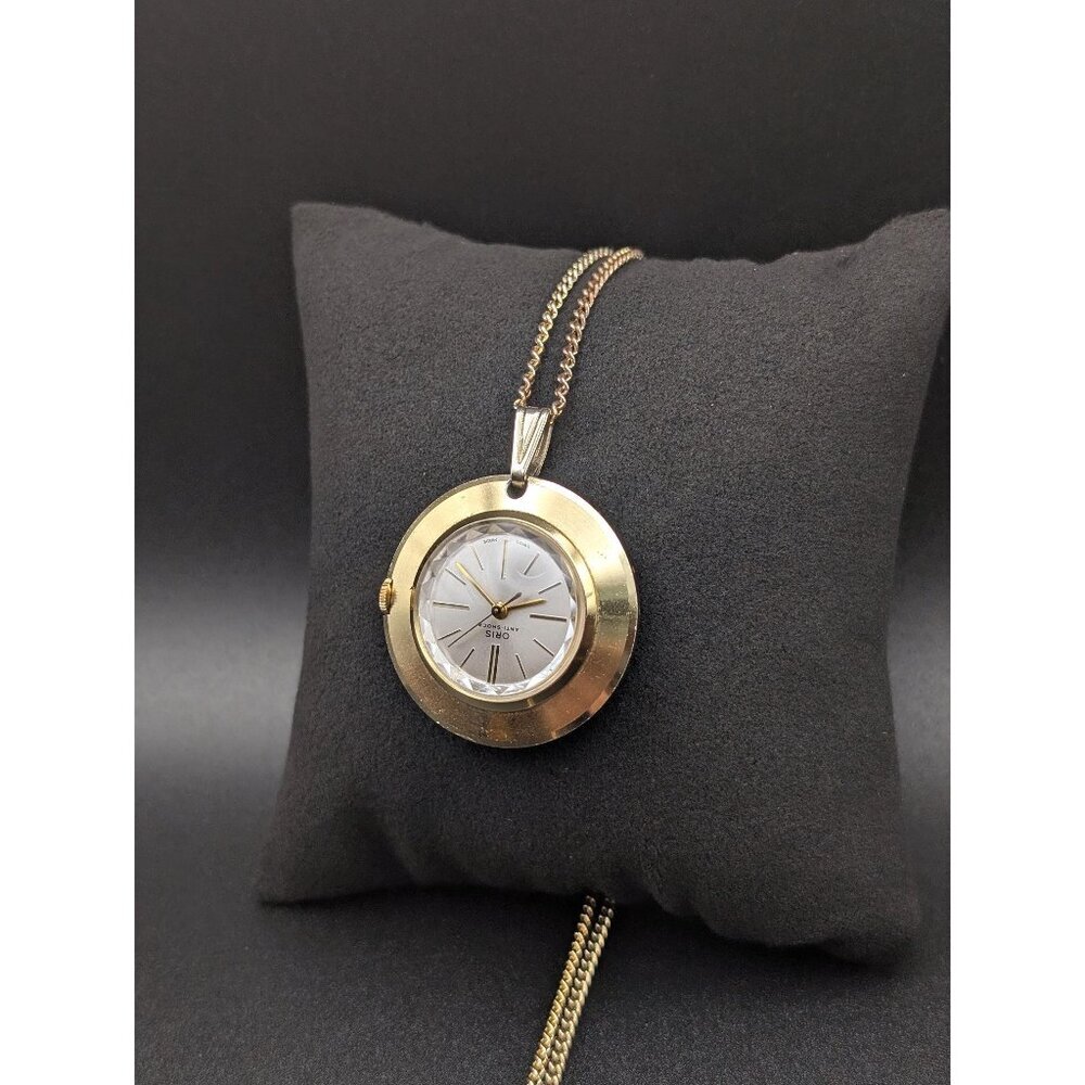 Vintage Oris Gold-Tone Mechanical Pendant Watch, Swiss Anti-Shock